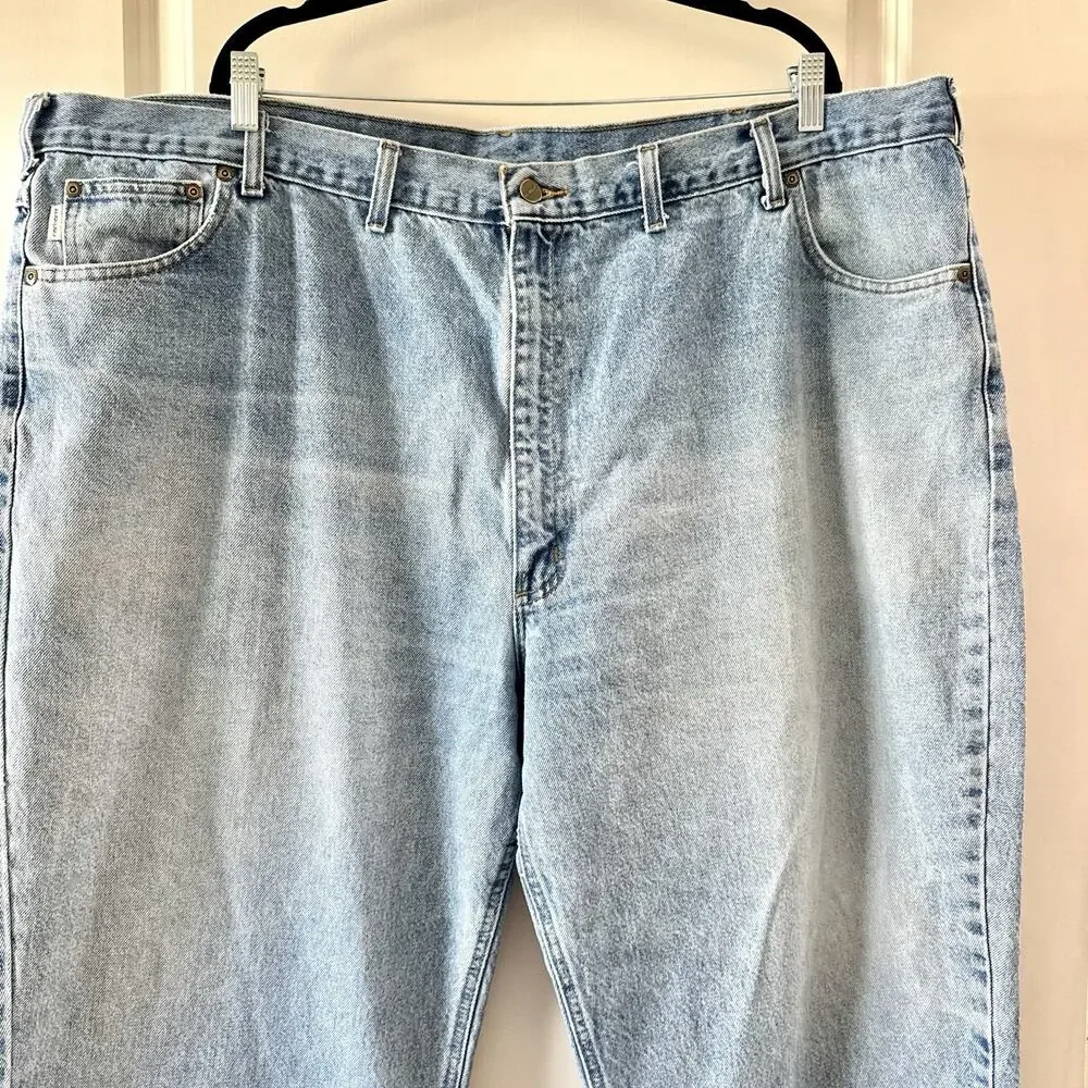 Carhartt B17 Mens Jeans 52x30 Relaxed Fit Light Denim Workwear Big Tall Pants